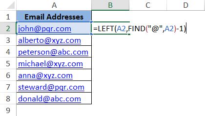 how to get email address in excel