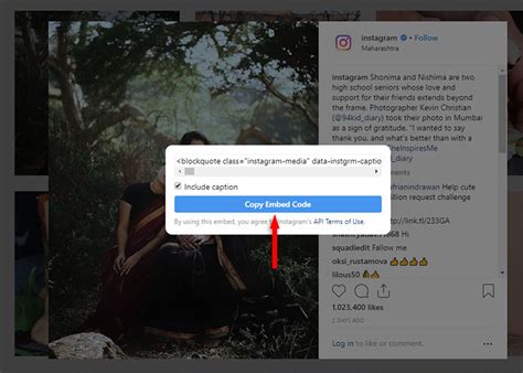 how to get embed code from instagram post