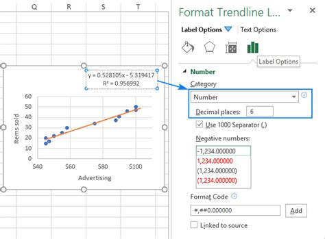 how to get equation from trendline in excel