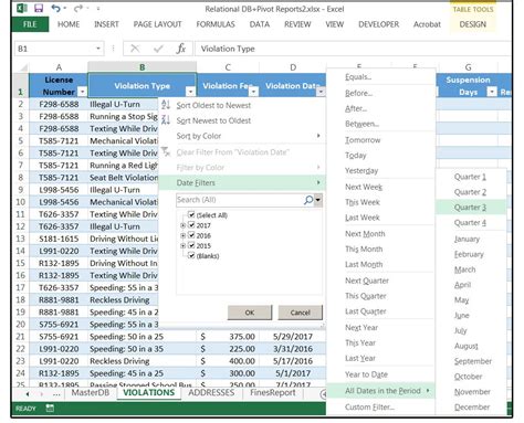 how to get excel to filter by date