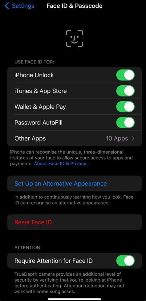 how to get face id and passcode back on settings