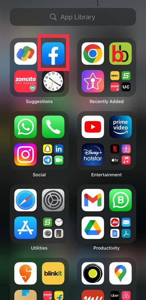 how to get facebook app back on home screen