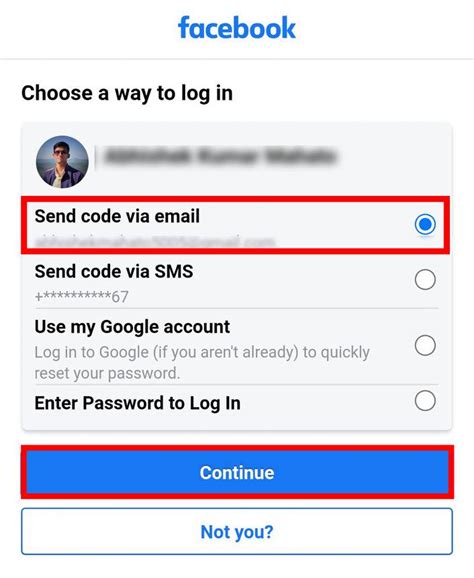 how to get facebook reset code via email