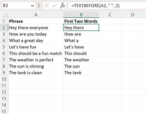 how to get first 2 words in excel