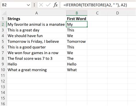 how to get first two word in excel