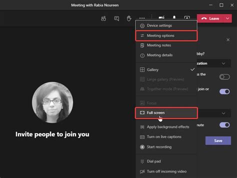 how to get full screen presentation on teams