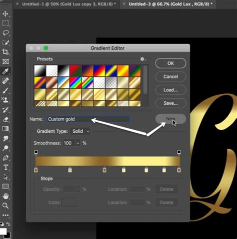 how to get gold in photoshop