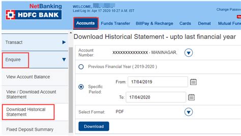 how to get hdfc bank statement