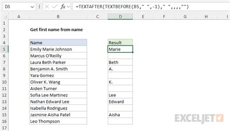 how to get middle initial in excel