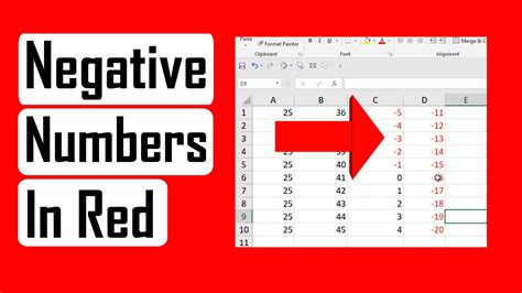 how to get negative numbers red in excel