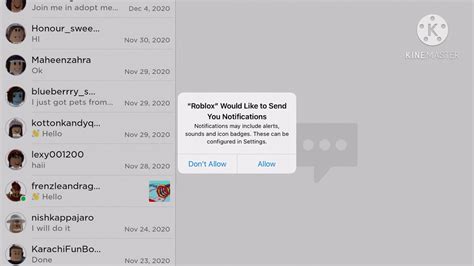 how to get notifications on roblox when someone texts you