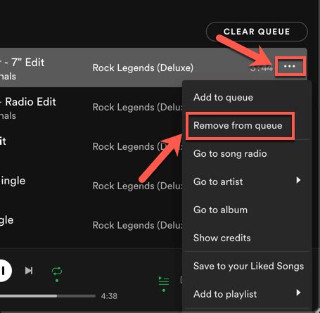 how to get off queue on spotify