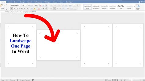 how to get only 1 page landscape in word