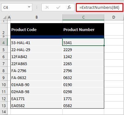 how to get only numbers from a cell in excel formula