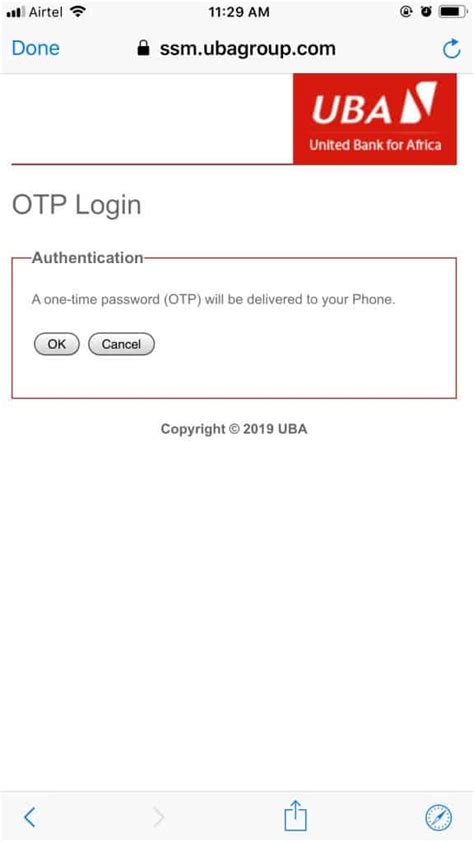 how to get otp code for uba