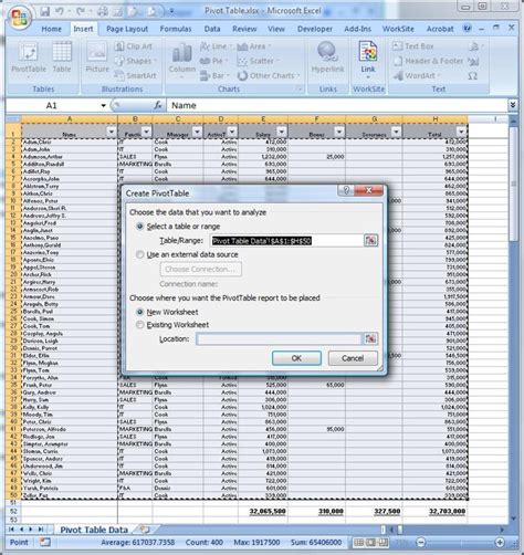 how to get pivot table option in excel