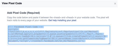 how to get pixel code from facebook