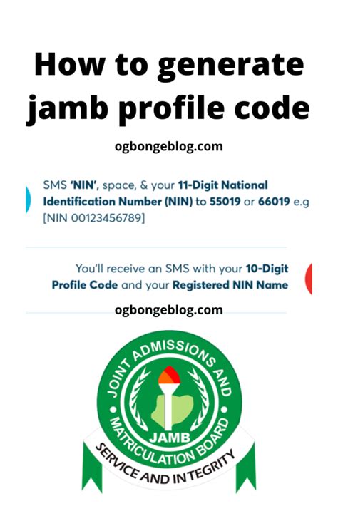 how to get profile code for jamb using sms