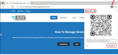how to get qr code for website edge