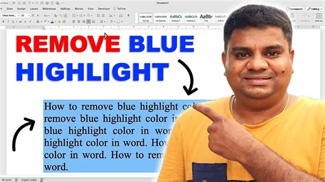 how to get rid of blue highlight when typing in word