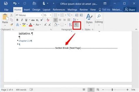 how to get rid of line break in word document