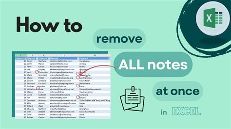 how to get rid of notes from excel template