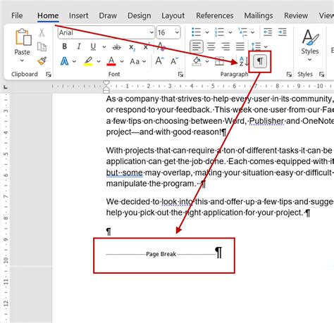 how to get rid of page breaks in word