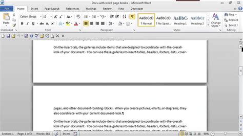 how to get rid of paragraph break in word