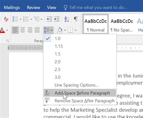 how to get rid of paragraph spacing in word