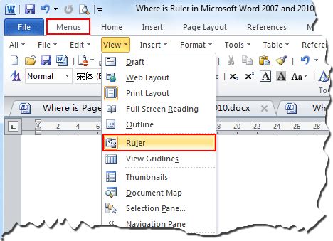 how to get ruler in ms word 2007