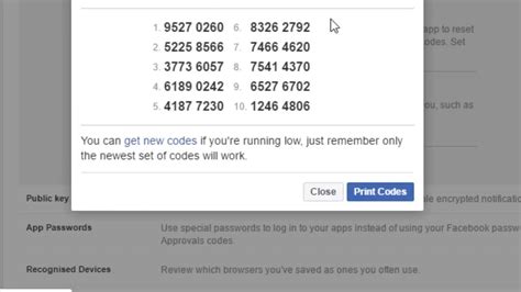 how to get security code on facebook