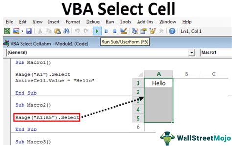 how to get selected cell in excel vba