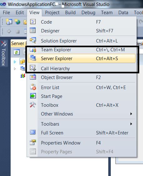 how to get server explorer in visual studio