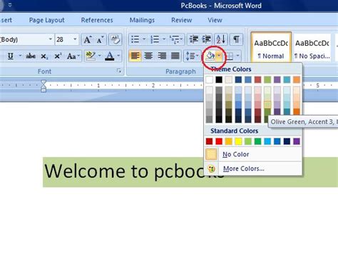 how to get shading on word
