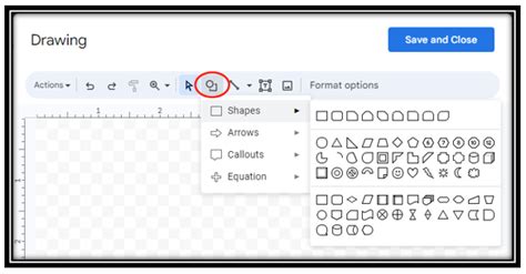 how to get shape on google docs
