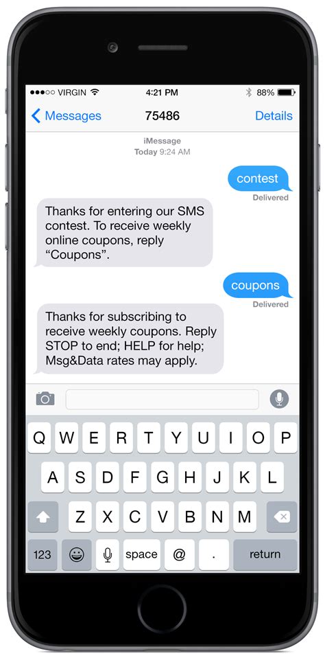how to get short code messages on iphone