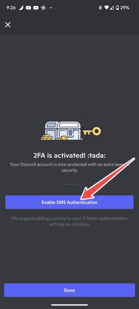 how to get sms authentication code discord