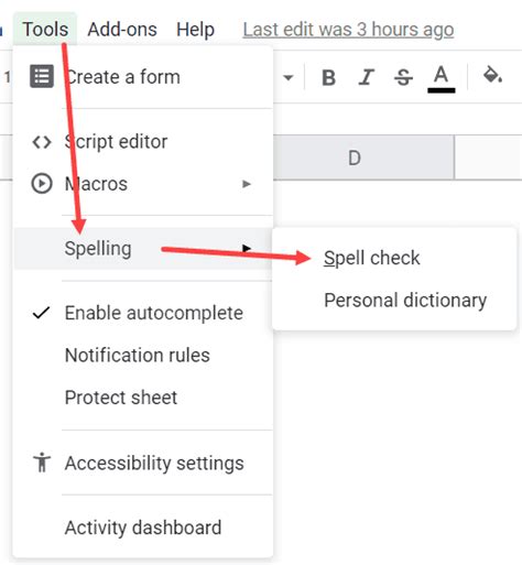 how to get spell check on google sheets