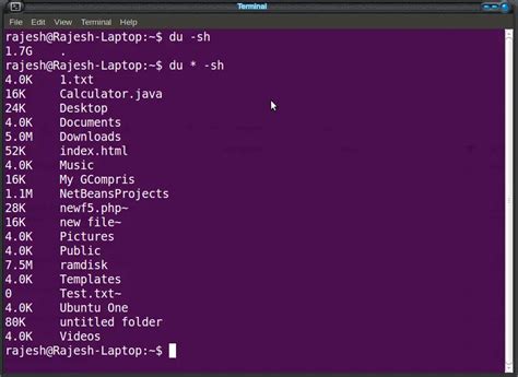 how to get sub folder size in linux