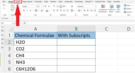 how to get subscript in excel