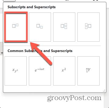 how to get superscript in word equation