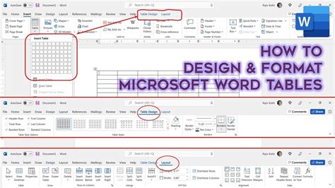 how to get table design tab in word