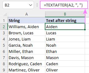 how to get text after space in excel