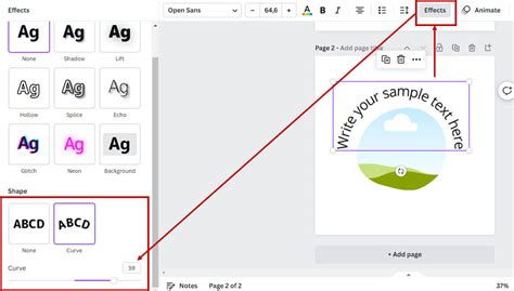 how to get text around an image in canva
