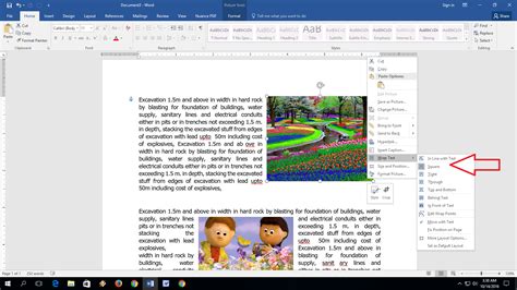 how to get text beside an image in word