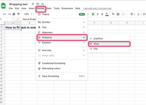 how to get text to fit in google sheets cell