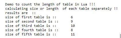 how to get the length of a table in lua