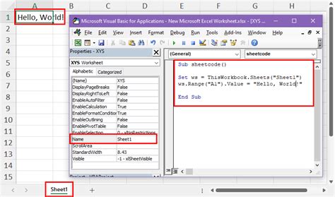 how to get the sheet name code in excel