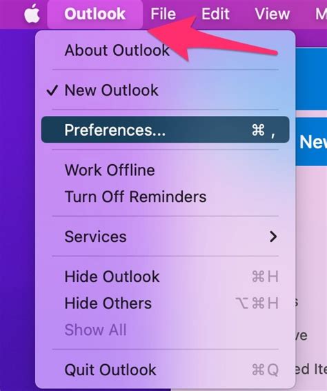 how to get to account settings in outlook on mac