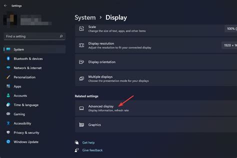 how to get to advanced display settings windows 11